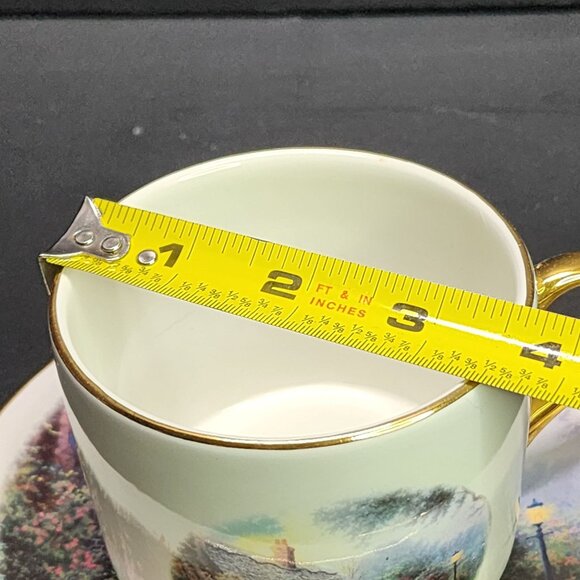 Thomas Kinkade Coffee Tea Cup Saucer Moonlight Cottage Painted Gold Trim SET - Picture 10 of 10